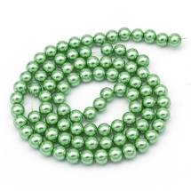 Жемчуг Бусины Стекло 10мм, Глянцевые, Круглые, Цвет: Аквамарин, Диаметр: 10мм, Отв-тие 1мм, около 85шт/85см/нить, (УТ0027919)