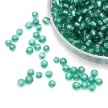 Бисер Китайский 12/0, Круглое Отверстие Серебристое Внутри (SLRH), Цвет: Зеленый 50А, Круглый, (УТ0027997)