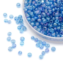 Бисер Китайский 12/0, Прозрачный Радужный (TCR), Цвет: Голубой 163В, Круглый, (УТ0028003)
