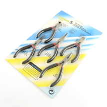 Набор Стальных Инструментов для Рукоделия и Бижутерии в Блистере, Круглогубцы, Кусачки, Бокорезы, Кусачки Торцевые, Плоскогубцы с Изогнутым Носом, Черный, 285мм, 6шт/упак, (УТ0027950)