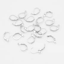 Швензы, Латунь, c Петелькой, Английская застежка, Цвет: Серебро, Размер: 15х10мм, Отверстие 1мм, (БА000000476)