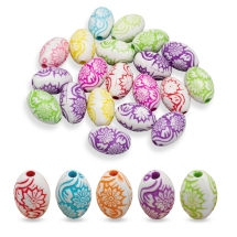 Бусины Акрил Овальные, Крафт Стиль, Цвет: Микс, Размер: 16х10мм, Отверстие 2мм, около 25шт/25г, (УТ0028651)