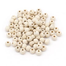 Бусины Деревянные Круглые, Цвет: Белый, Размер: 10мм, Отв-тие 3мм, около 168шт/50г, (УТ0028666)