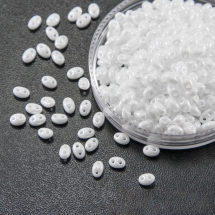 Бисер Preciosa Twin 46102, Жемчужный, Размер: 2,5х5мм, Цвет: Белый (УТ0027109)