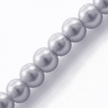 Жемчуг Бусины Стекло 6мм, Глянец, Экокраска, нить из смесового хлопка, Круглые, Серо-розовый, 6мм, Отв. 1мм, ок. 72шт/43см/нить (УТ0029344)