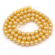 Жемчуг Бусины Стекло 6мм, Глянец, Экокраска, на нити из смесового хлопка, Круглые, Оранжевый, 6мм, Отв. 1мм, ок. 72шт/43см/нить (УТ0029347)