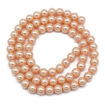 Жемчуг Бусины Стекло, Глянец, Экокраска, нить из смесового хлопка, Круглые, Темно-оранжевый, 6мм, Отв. 1мм, ок. 72шт/43см/нить (УТ0029349)