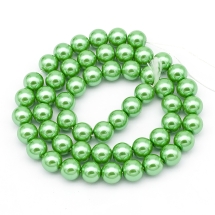 Жемчуг Бусины Стекло 8мм, Глянец, Экокраска, на нити из смесового хлопка, Круглые, Лайм, Диаметр: 8мм, Отв. 1мм, ок. 50шт/40см/нить (УТ0029351)