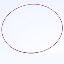 Основа для Ожерелья, Стальная Проволока, с Латунной Застежкой, Цвет: Красный, Длина 45см, Толщина 1мм, Диаметр 15.5см, (УТ0029129)