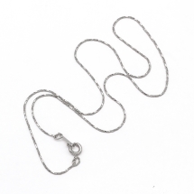 Цепь Латунная Тонкая для Ожерелий, Готовая Основа с Застежкой, Цвет: Платина, Длина 42см, Толщина 0.5мм, (УТ0029155)