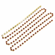 Стразовая Цепь Декоративная, Класс А, Золото/Гиацинт, 2мм, около 360шт/1.1м, (УТ0029085)