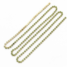 Стразовая Цепь Декоративная, Класс А, Золото/Перидот, 2мм, около 360шт/1.1м, (УТ0029086)