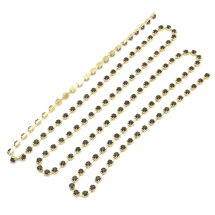 Стразовая Цепь Декоративная 2мм, Класс А, Цвет металла: Золото, Цвет Страз: Черный, Ширина 2мм, около 360шт/1.1м, (УТ0029090)