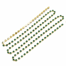 Стразовая Цепь Декоративная, Класс А, Золото/Изумруд, 2мм, около 360шт/1.1м, (УТ0029091)