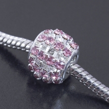 Шармы Евробусины Латунь и Стразы, Рондель, Цвет металла: Серебро, Цвет Страз: Светлый Персик, Размер: 12х10мм, Отв. 4мм, (УТ0029542)