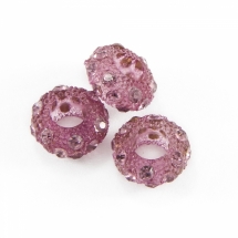 Шармы Евробусины Смола и Стразы, без вставки, Рондель, Цвет страз: Светлый Аметист, 12х6мм, Отв. 5мм, (УТ0028922)