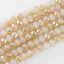 Намистини Скло Опал Імітація, Гальваніка напів, Грановані, Рондель, Колір: Золотистий, 6х4мм, Отвір 1.5мм, близько 100шт/40см/нитка, (УТ0028915)