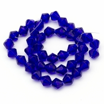 Бусины Граненые Биконус 8мм, Прозрачное Стекло, Цвет: Темно-синий, Диаметр: 8мм, Отв-тие 1мм, около 42шт/32см/нить, (УТ0029275)