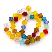 Бусины Стеклянные Граненые Биконус, Прозрачные, Микс, 8мм, Отв-тие 1мм, около 42шт/35см/нить, (УТ0029304)