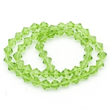 Бусины Стеклянные Граненые Биконус, Прозрачные, Зеленый весенний, 6мм, Отв-тие 1мм, около 54шт/35см/нить, (УТ0029310)