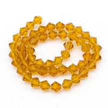 Бусины Граненые Биконус 6мм, Прозрачное Стекло, Цвет: Оранжевый, Диаметр: 6мм, Отв-тие 1мм, около 51шт/32см/нить, (УТ0029319)