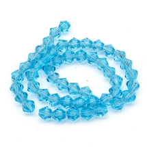 Бусины Стеклянные Граненые Биконус, Прозрачные, Синие, 6мм, Отв-тие 1мм, около 52шт/30см/нить, (УТ0029320)
