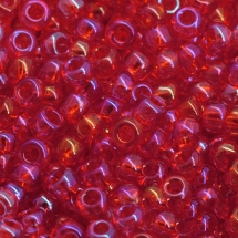 Бисер 91050 Чешский Preciosa 10/0, Прозрачный радужный TR, Красный, Круглый, (УТ0030120)