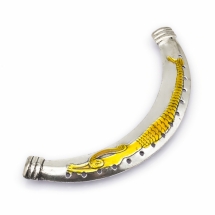 Бусины Трубочки Металл и Эмаль, с рисунком Русалка, Цвет: Античное Серебро, Размер: 120х13~17х3мм, Отв-тие 2мм и 5мм, (УТ0029382)