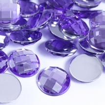 Акриловые Стразы - Кабошоны, Граненые, Плоские Круглые, Цвет: Сиреневый светлый, Размер: 12х4мм, (УТ0029017)
