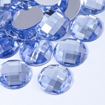 Акрилові Стрази - Кабошони, Грановані, Плоскі Круглі, Колір: Блакитний, Розмір: 12х4мм, (УТ0029020)