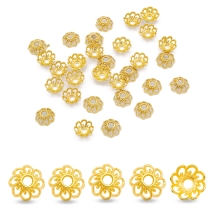 Шапочки для Бусин Металлические, Цветок, Цвет: Золото, Размер: 9х4мм, Отверстие 2мм, (УТ0029192)