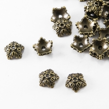 Шапочки для Намистин 5 пелюсток, Квітка, Тибетський Стиль, Сплав, Бронза, 10х4мм, Отвір 1мм, (УТ0029198)