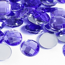 Акриловые Стразы - Кабошоны, Граненые, Плоские Круглые, Цвет: Сиреневый, Размер: 12х4мм, (УТ0030110)