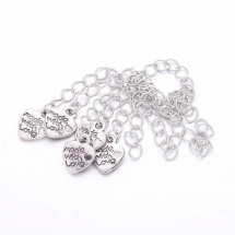 Концевики с Цепочкой, с Кулоном, Латунь, Цвет: Серебро, Размер: Цепь звено 3.4х1.4мм, Кулон 12х10мм, Длина 75мм, (УТ0029402)