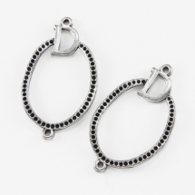 Коннектор Овальный Бижутерный сплав, 2 отверстия, Цвет: Античное Серебро, Размер: 42х24х2мм, Отверстие 1.5мм, Пригоден под Стразы 1мм(УТ000001032)