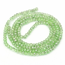 Бусины Стеклянные Волочильные, Круглые, Цвет: Салатовый Y5, Размер: 4мм, Отверстие 1мм, около 200шт/80см/нить, (УТ0031189)