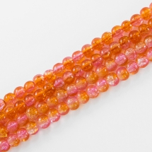 Бусины Стекло Кракле 4мм, Двухцветные, круглые, Цвет: Оранжевый A41, Диаметр: 4мм, Отв-тие 1мм, около 200шт/80см/нить, (УТ0031249)