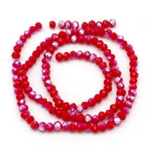 Бусины Гальваника Стекло АВ-Цвет, Полупокрытие, Непрозрачные, Граненые, Рондель, Красный, 3х2мм, Отв. 0.5мм, около 150шт/30см/нить (УТ0031059)