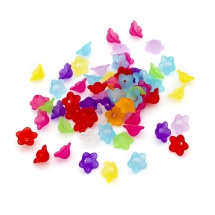 Намистини Акрил Матові, Прозорі, Квітка, Колір: Мікс, Розмір: 13х7мм, Отвір 1мм, близько 90шт/25г, (УТ0030156)