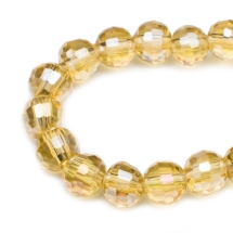 Бусины Стекло с Гальваникой, Граненые, АВ-цвет, Круглые, Цвет: Золотистый, Диаметр 6мм, Отв. 1мм, около 72шт/43см/нить, (УТ0030925)