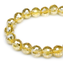 Бусины Стекло с Гальваникой, Граненые, АВ-цвет, Круглые, Цвет: Желтый, Диаметр 6мм, Отв. 1мм, около 72шт/43см/нить, (УТ0030936)