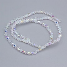 Бусины Австрийский Хрусталь Класс АА, Имитация, Биконус, Гальваника АВ-цвет, Радужный, 3х3мм, Отв-тие: 1мм, около 107шт/32см/нить (УТ0031054)