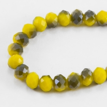 Бусины Гальваника Стекло АВ-Цвет, Полупокрытие, Непрозрачные, Граненые, Рондель, Желтый, 6х4мм, Отв-тие: 1мм, около 100шт/40см/нить (УТ0031074)