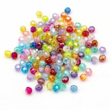 Бусины Акриловые Граненые, АВ цвет, Круглые, Цвет: Микс, Размер: 5.5мм, Отверстие 1мм, около 445шт/25г, (УТ0030474)