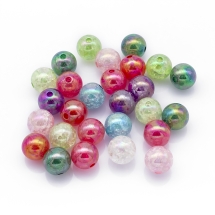Бусины Акрил "Битое Стекло", АВ цвет, Имитация, Круглые, Цвет: Микс, Диаметр: 12мм, Отверстие 2мм, около 25шт/25г, (УТ0030482)