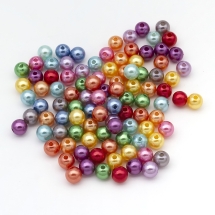 Перли Намистини Акрилові, Глянцеві, Круглі, Колір: Мікс, Розмір: 8мм, Отвір  2мм, близько 90шт/25г, (УТ0030517)