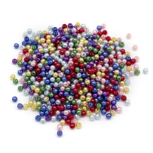 Перли Намистини Акрилові Глянцеві Круглі, Мікс, 4мм, Отвір 1мм, близько 850шт/25г, (УТ0030519)