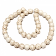 Бусины Синтетическая Бирюза, Окрашенные, На нитях, Круглые, Цвет: Белый, Диаметр: 8мм, Отв. 1мм, около 50шт/40см/нить, (УТ0030772)