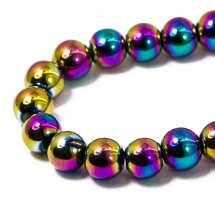 Бусины Синтетический Гематит, Немагнитный, На нитях, Круглые, Цвет: Мультицвет, Диаметр: 8мм, Отв. 1.5мм, около 50шт/40см/нить, (УТ0030787)