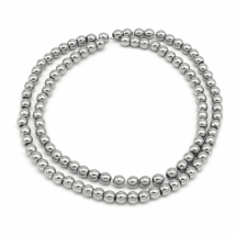 Намистини Синтетичний Гематит, Немагнітний, На нитках, Круглі, Платина, 4 мм, Отвір 1мм, близько 95шт/38см/нитка, (УТ0030791)